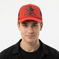 Vintage Phieniac Gothic Skull Graphic Cap - Red Mesh Back Trucker Hat