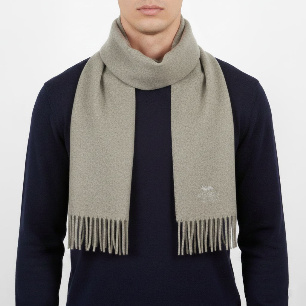 Authentic Enrico Coveri Grey Winter Thrifted Scarf - Premium Embroidered Logo