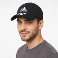 Thrifted Adidas Performance Curved Brim Cap - Faded Black Cotton Strapback Hat