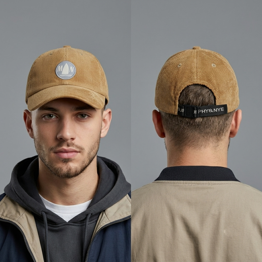 Thrifted Murphy & Nye Beige Corduroy Strapback Dad Hat | 10814