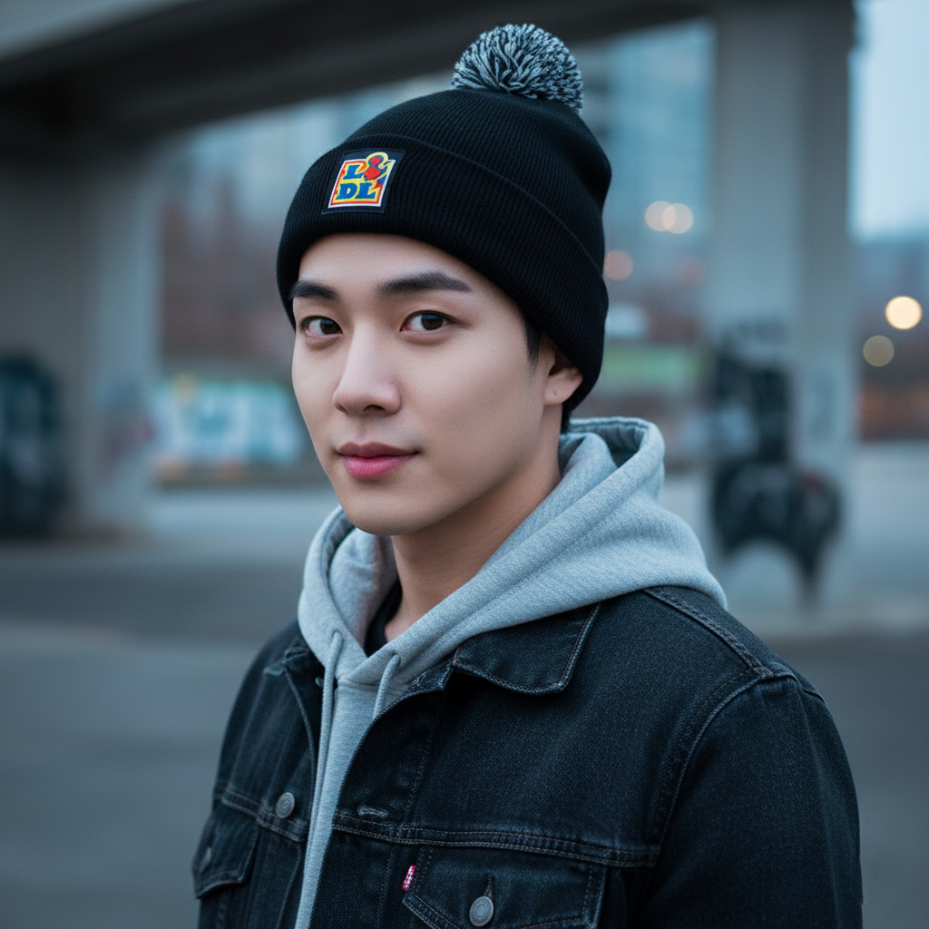 Classic Black Pom-Pom Thrifted Beanie - Cute & Cozy Winter Hat