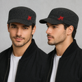 Vintage Hurley Pinstripe Thrifted Military Cap - Black & White Cadet Hat