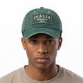 Thrifted Faded Dark Green Italia Embroidered Cotton Dad Hat - Size 56-58cm