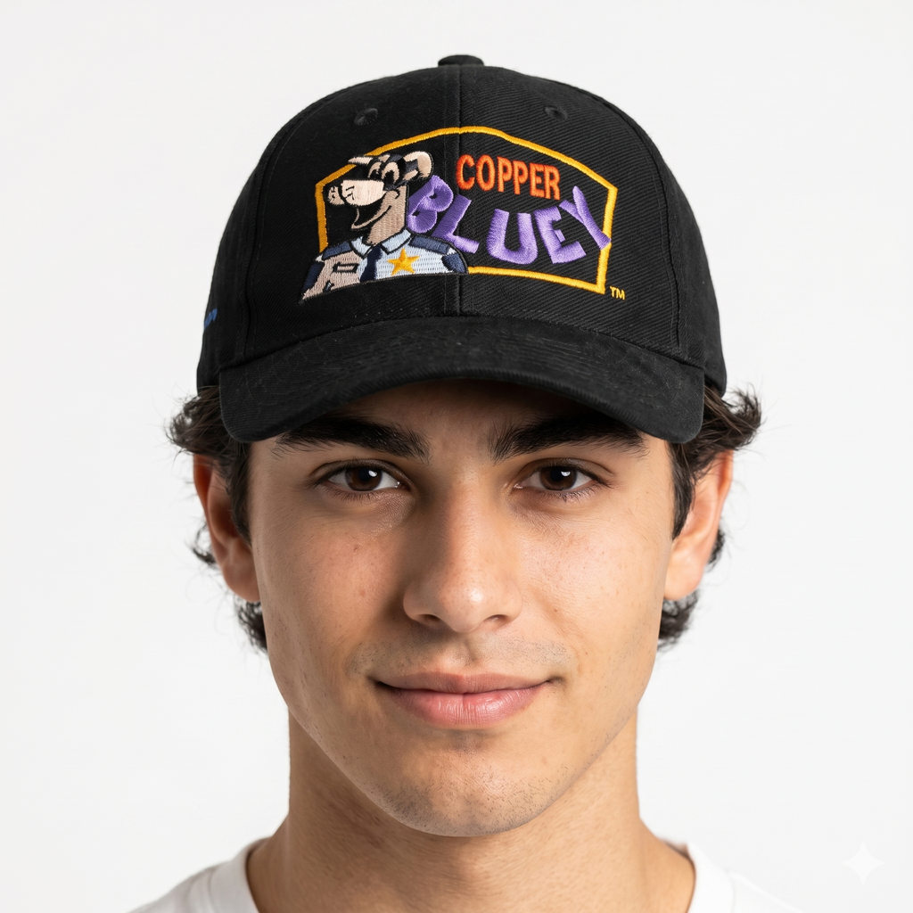 Vintage 1997 Kmart Crop-A-Cop Bluey Day Black Baseball Hat