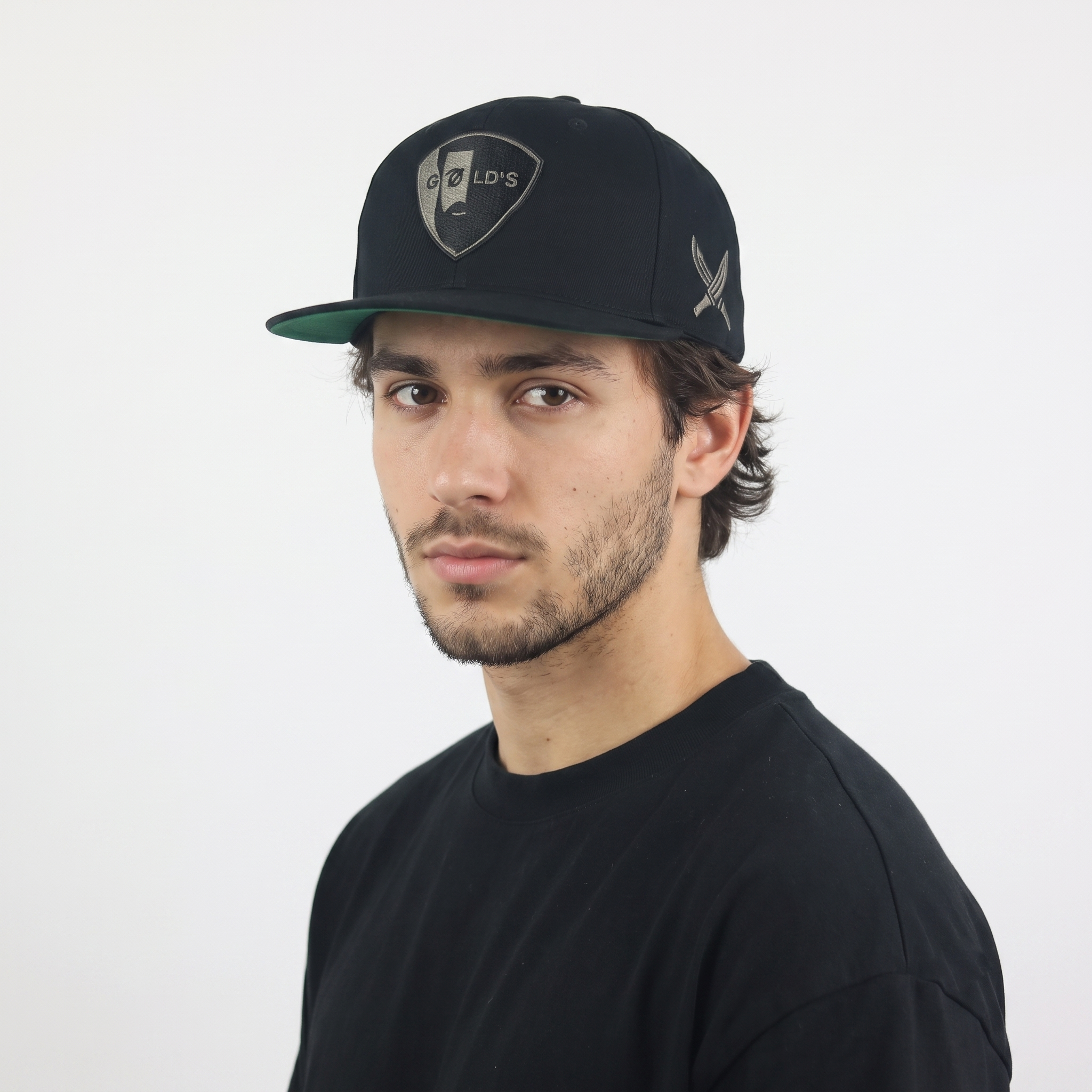 Gold's Shield Embroidered Black Snapback Hat | Thrifted Streetwear Cap