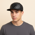 Luxury Quilted Faux Leather Streetwear Thrifted Cap | Black Diamond Series