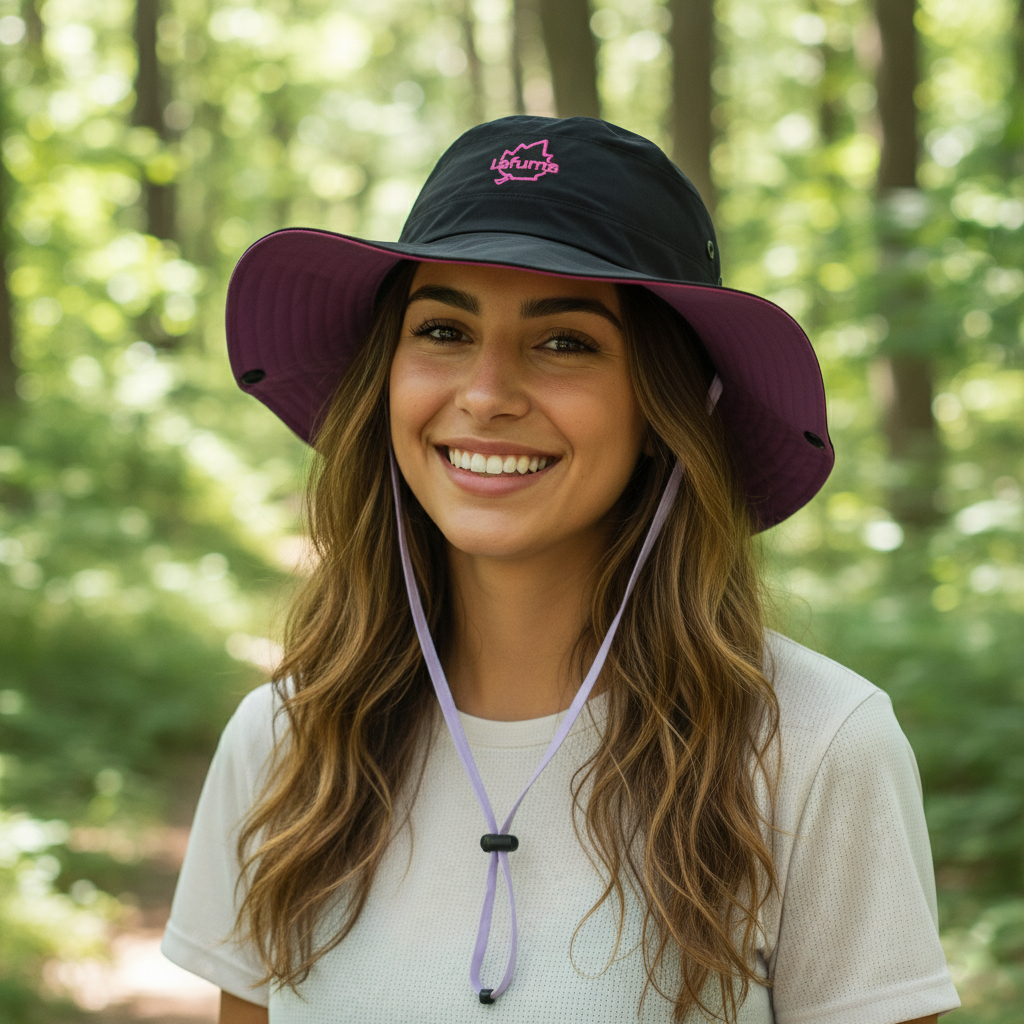 "Lafuma" Snap-Up Sun Hat - Black/Purple (55-57cm)