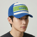 Rizla+ Blue Corduroy Thrifted Baseball Cap with Green Knit Front Panel