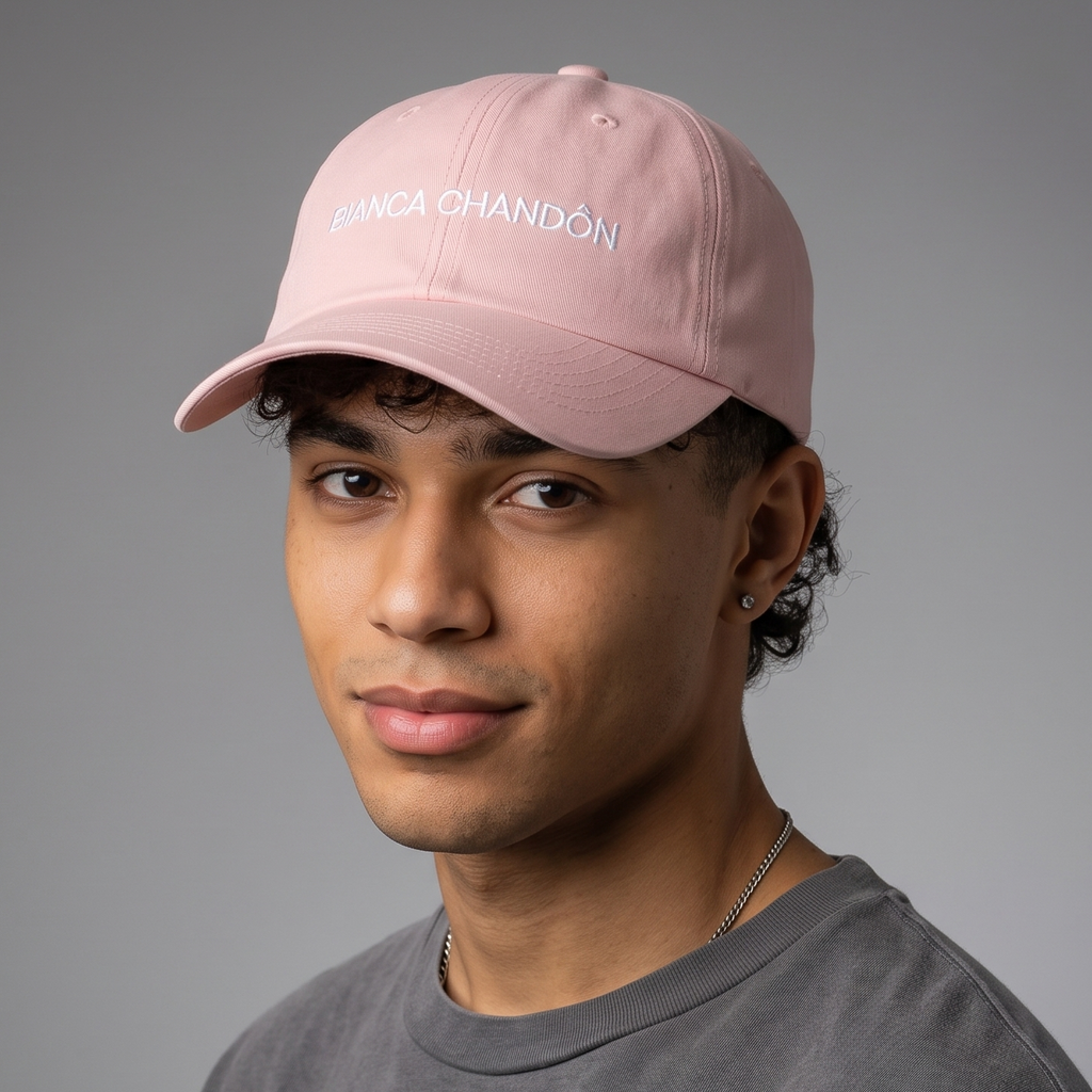 Thrifted Bianca Chandôn Pink Embroidered Cap | Leather Strapback (57-59 cm)