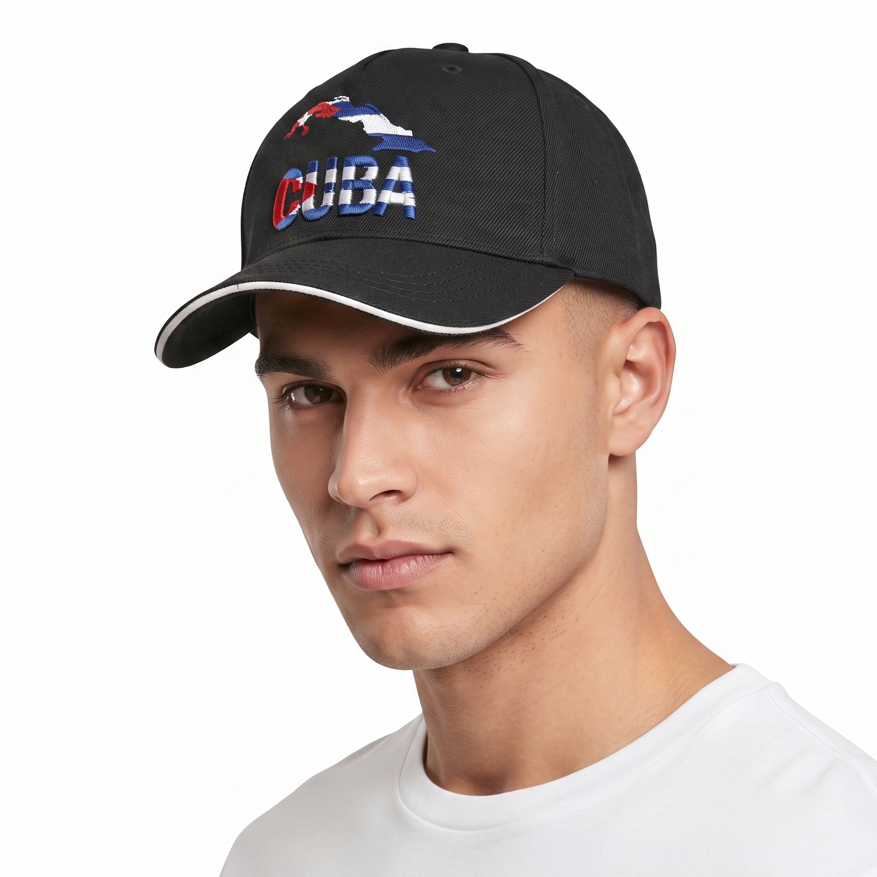 Thrifted STB Cuba Flag Map Black Cotton Cap - Size 56-58cm