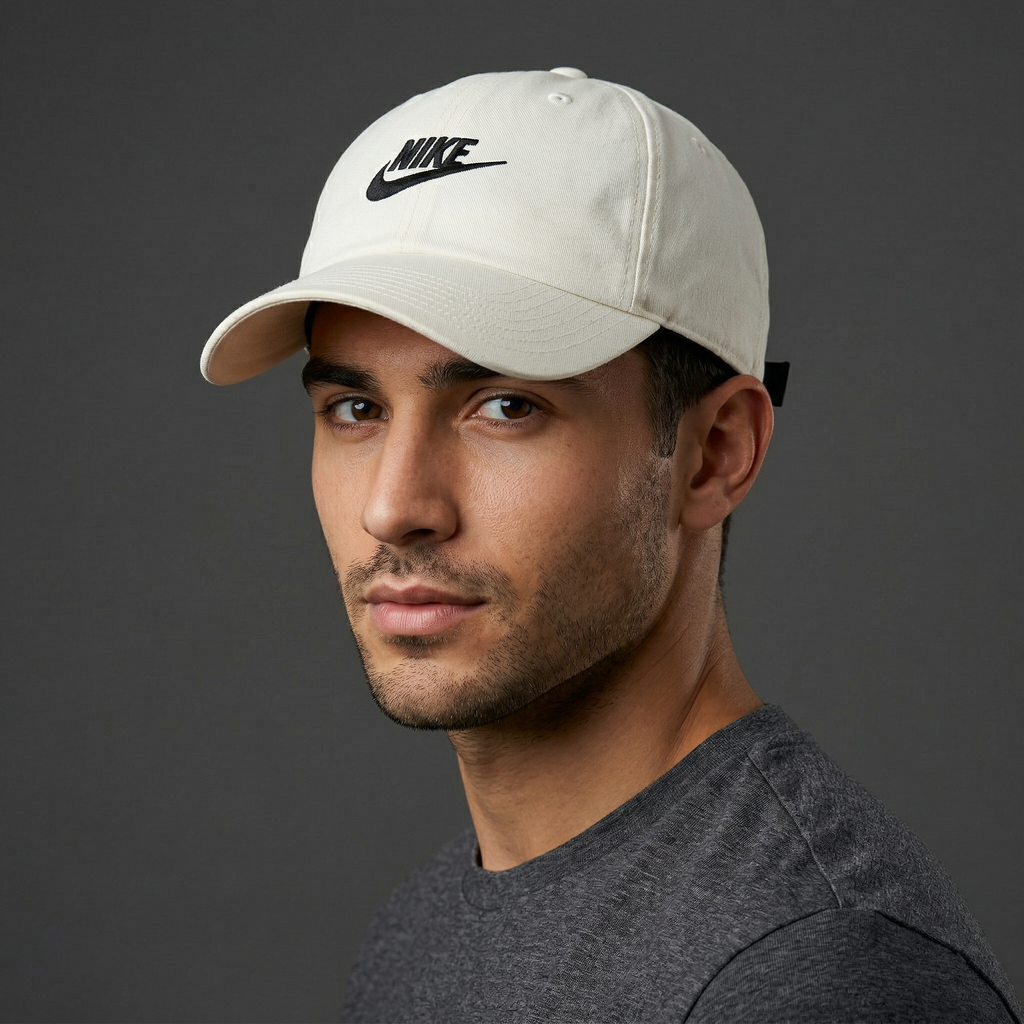 Nike Heritage86 Futura Logo Dad Thrifted Hat - Off-White Adjustable Cap