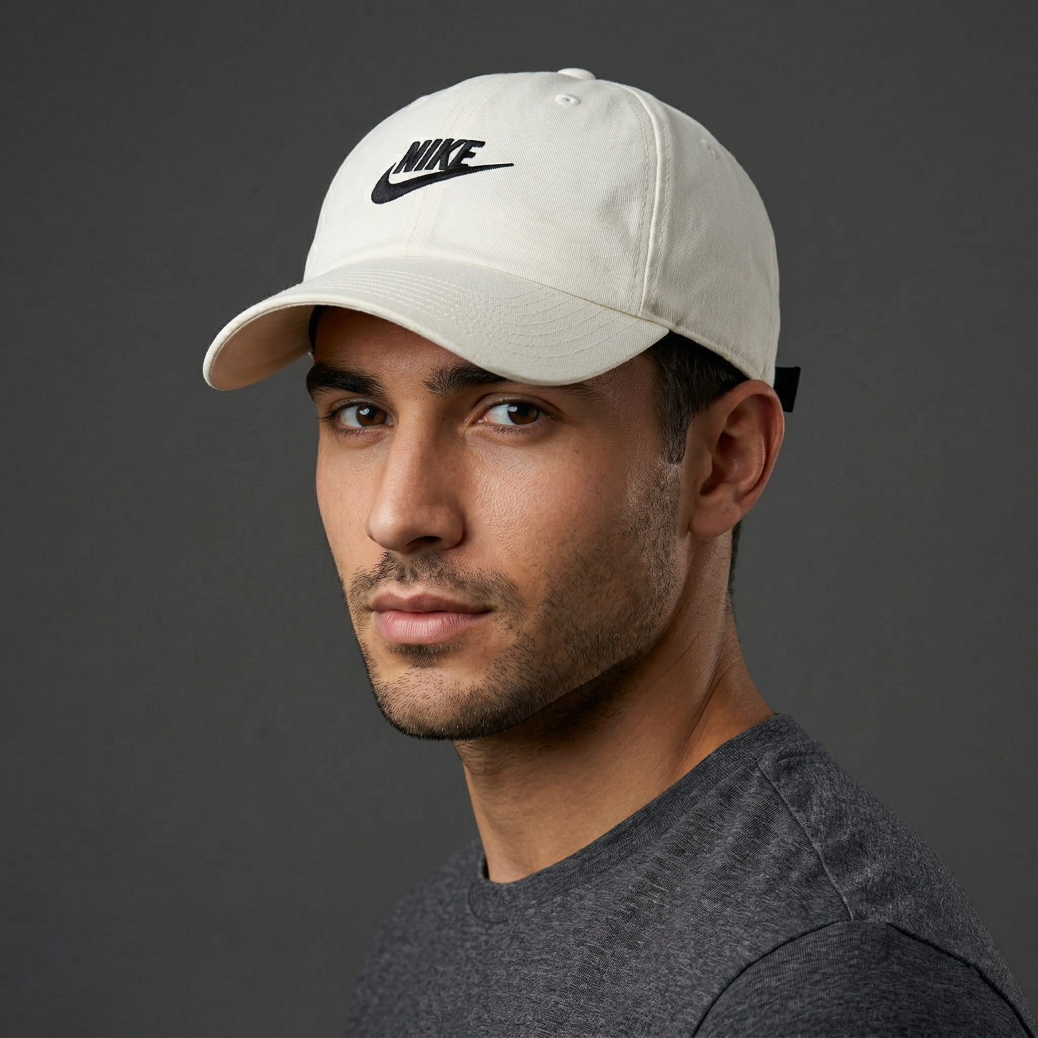Nike Heritage86 Futura Logo Dad Thrifted Hat - Off-White Adjustable Cap