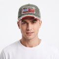 Distressed New York Fashion Strapback Hat (Olive Green, 57-59cm)