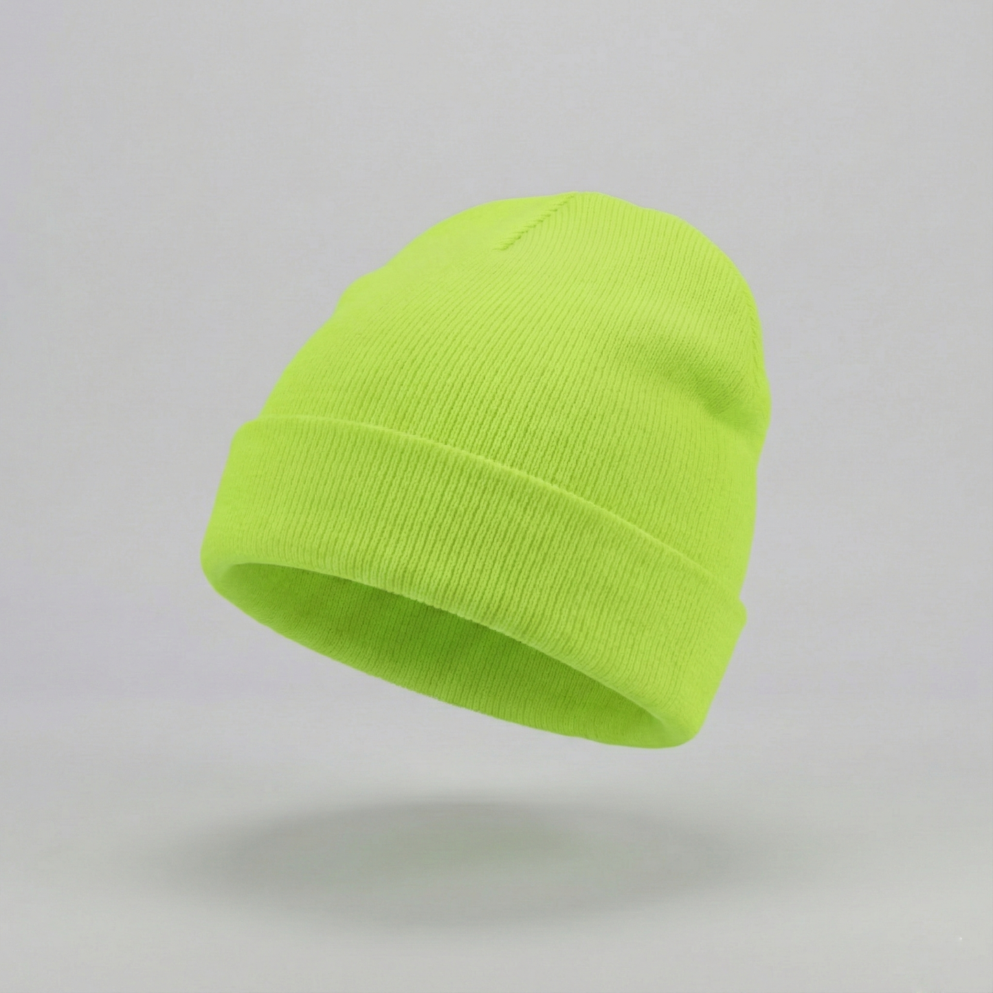 Beechfield Original B45 Neon Yellow Cuffed Thrifted Beanie - Bright Winter Hat