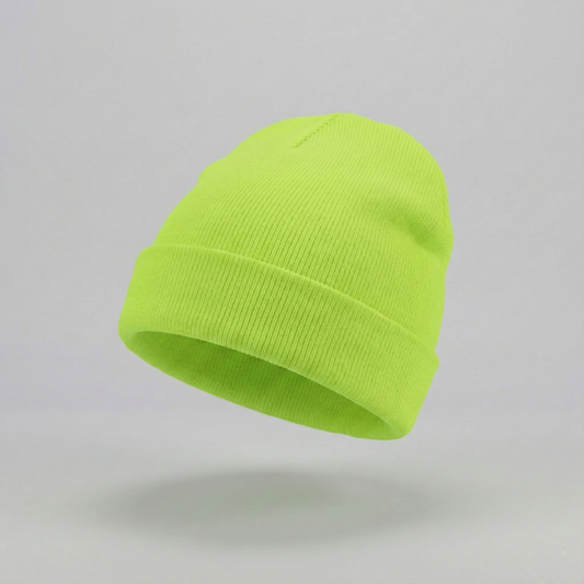 Beechfield Original B45 Neon Yellow Cuffed Thrifted Beanie - Bright Winter Hat