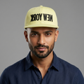 Upside Down New York Embroidery Cap - Neon Yellow Streetwear Snapback