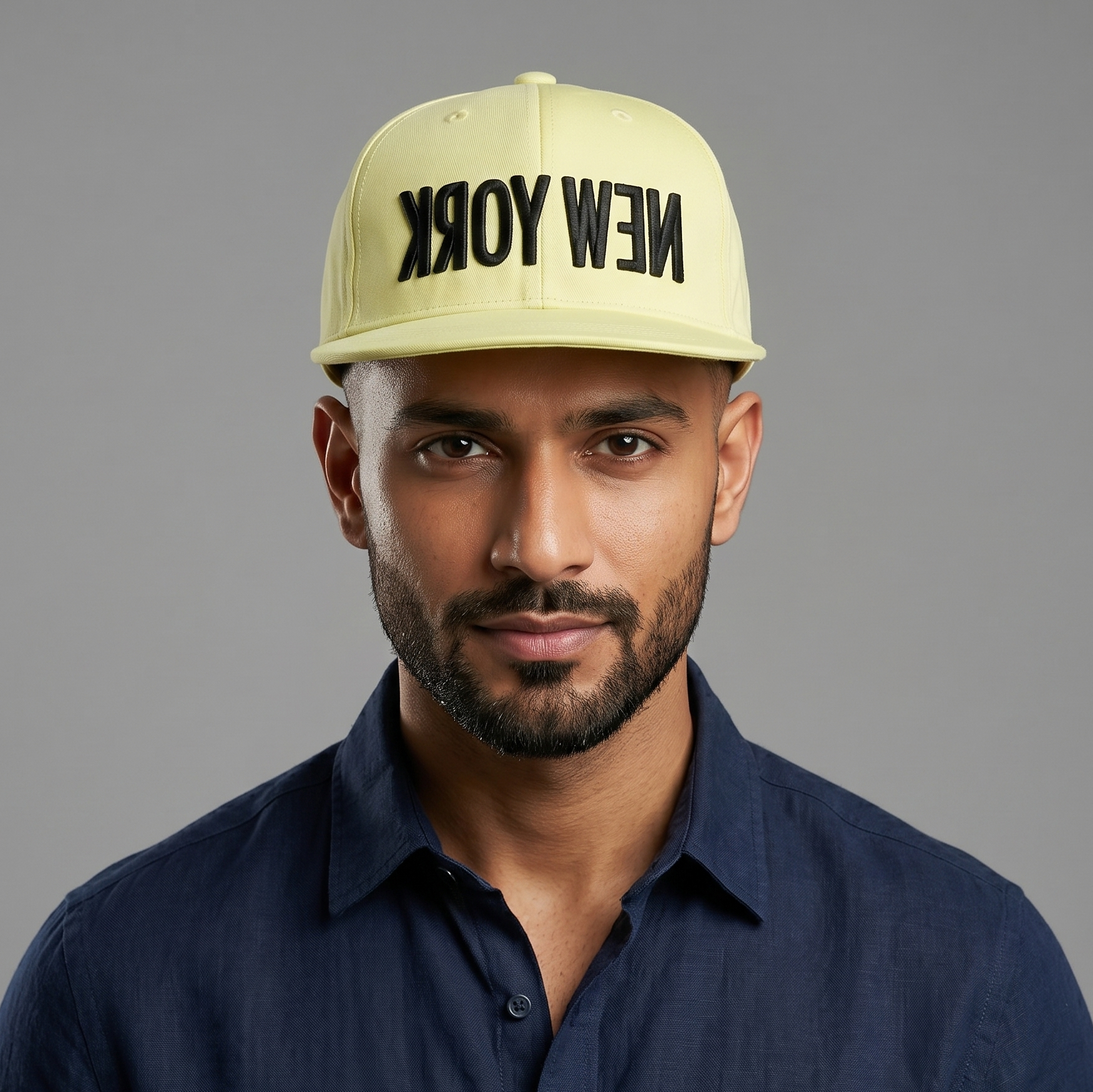 Upside Down New York Embroidery Cap - Neon Yellow Streetwear Snapback