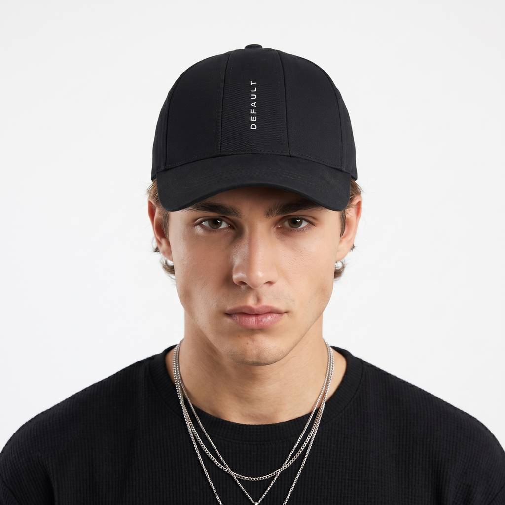 Default Vertical Logo Graphic Hat | Thrifted Black Cap 57-59cm
