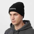 Beechfield Black Ribbed Beanie Hat with Tubadzin Embroidery