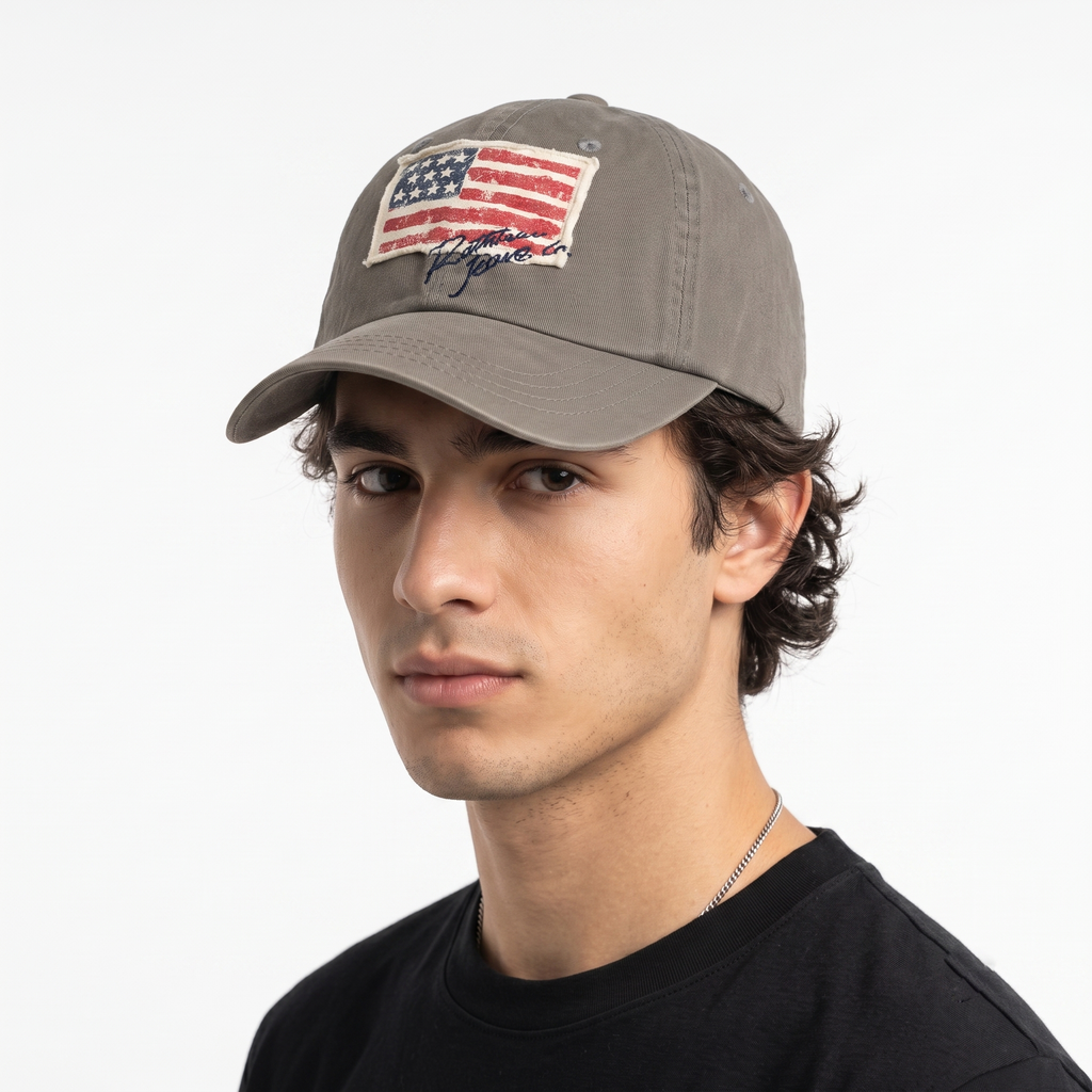 Thrifted Vintage Distressed US Flag Patch R.Athletic Jeans Co. Canvas Cap