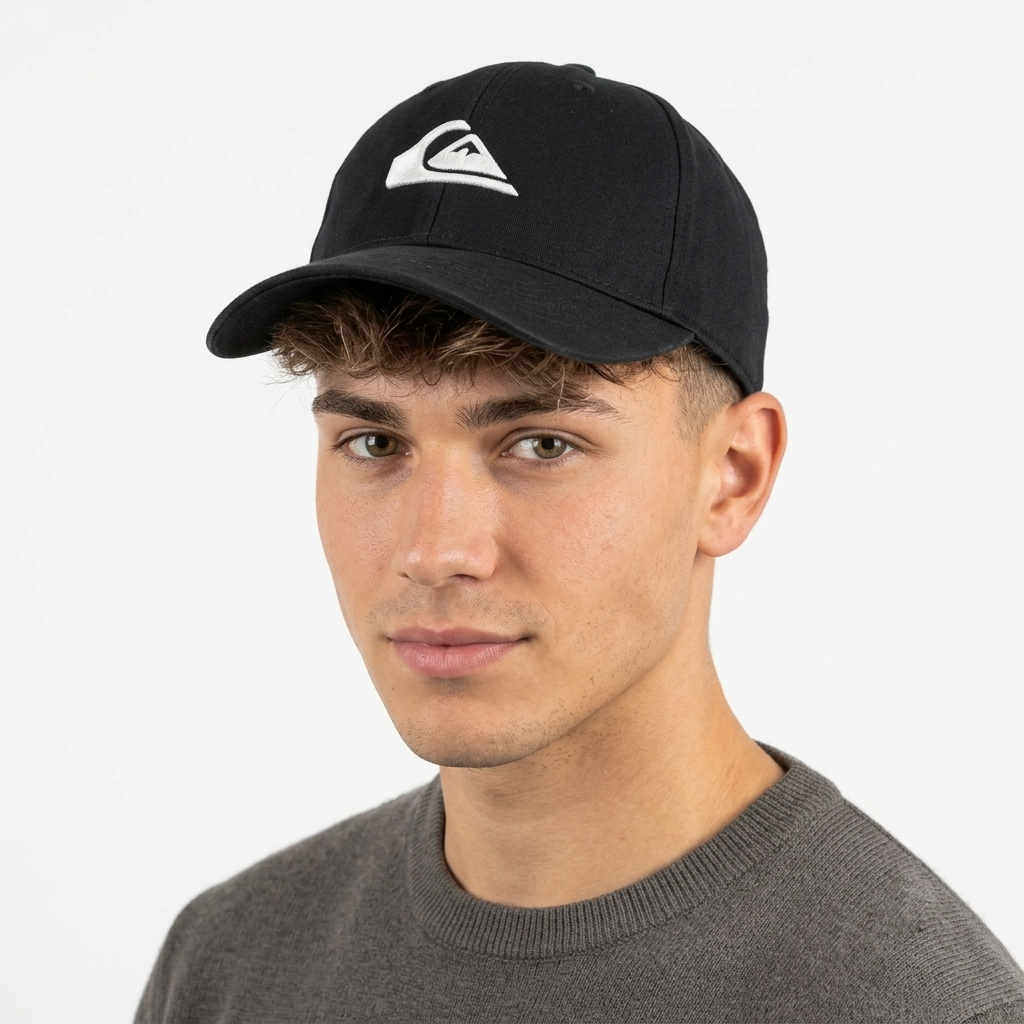 Thrifted Quiksilver Black Canvas Surf Snapback Baseball Hat | 10804