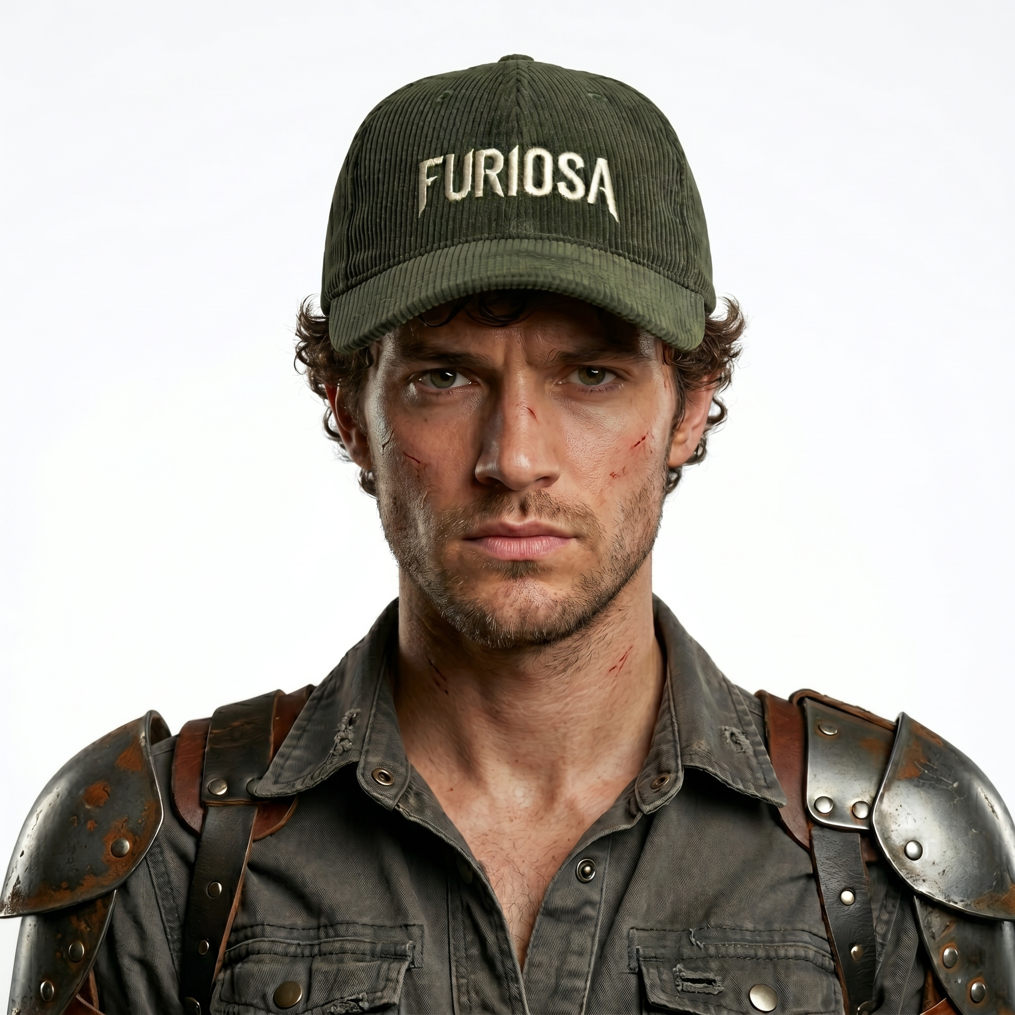 Vintage Style Furiosa Corduroy Baseball Cap - Dark Olive Green Thrifted Hat