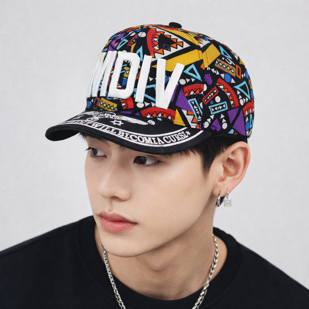 MDIV Streetwear Snapback Hat - Vibrant Geometric Print Cap