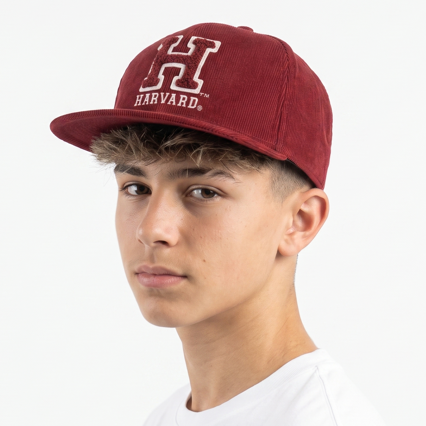Thrifted H&M Divided Crimson Corduroy Harvard Letterman Snapback (54-56 cm)
