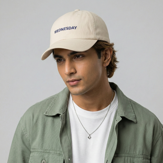 Minimalist Beige "Wednesday" Embroidered Thrifted Dad Hat
