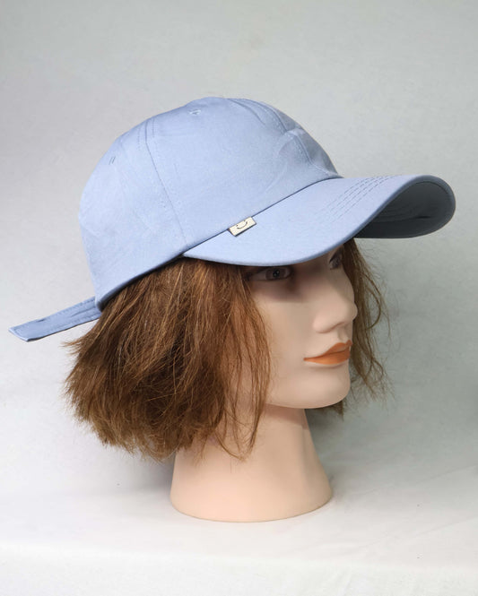 Trendy Sky Blue Cotton Cap with “Smile” Embroidery | Unisex Adjustable Baseball Hat