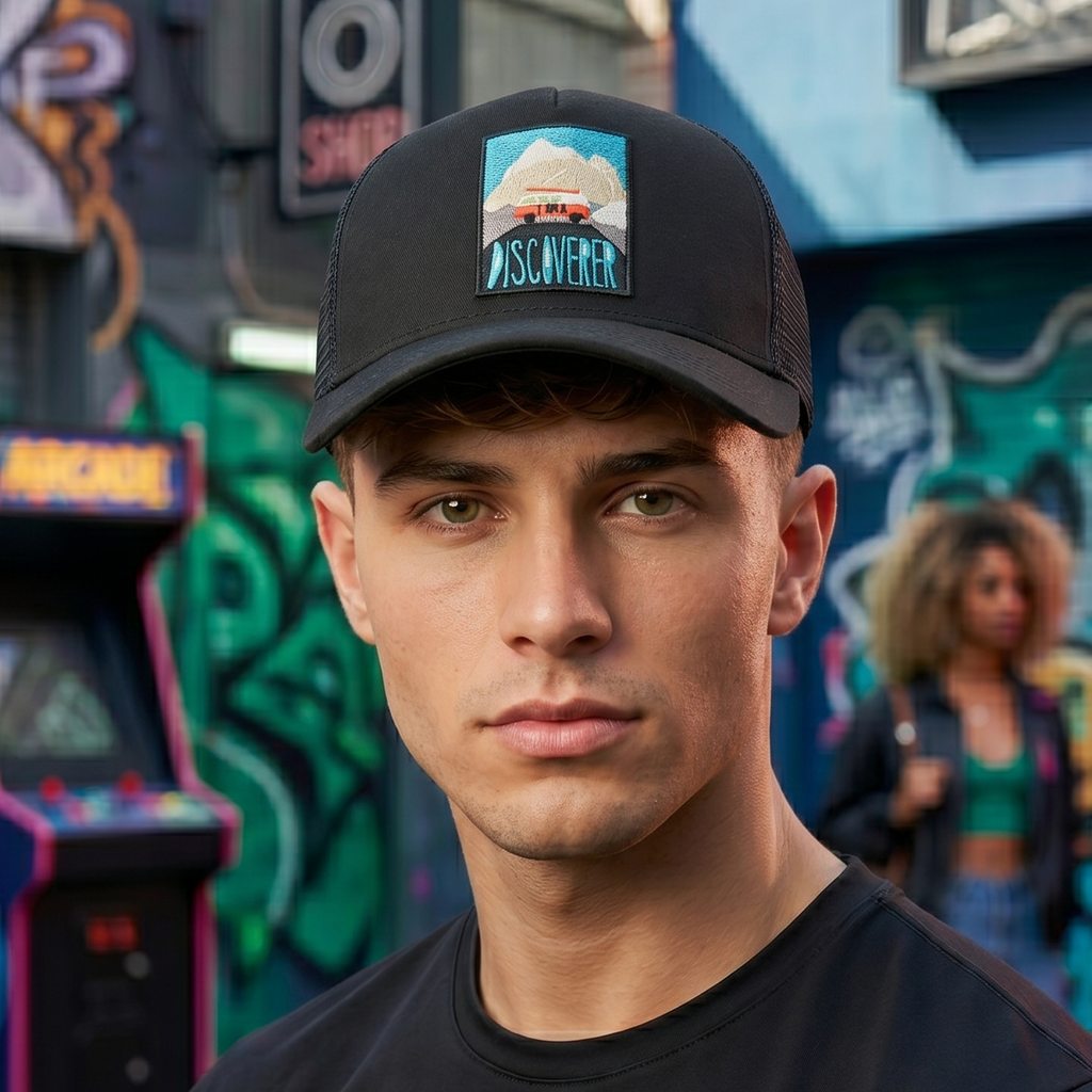 Discovery Expedition "Discoverer" Mesh Trucker Thrifted Hat - Black