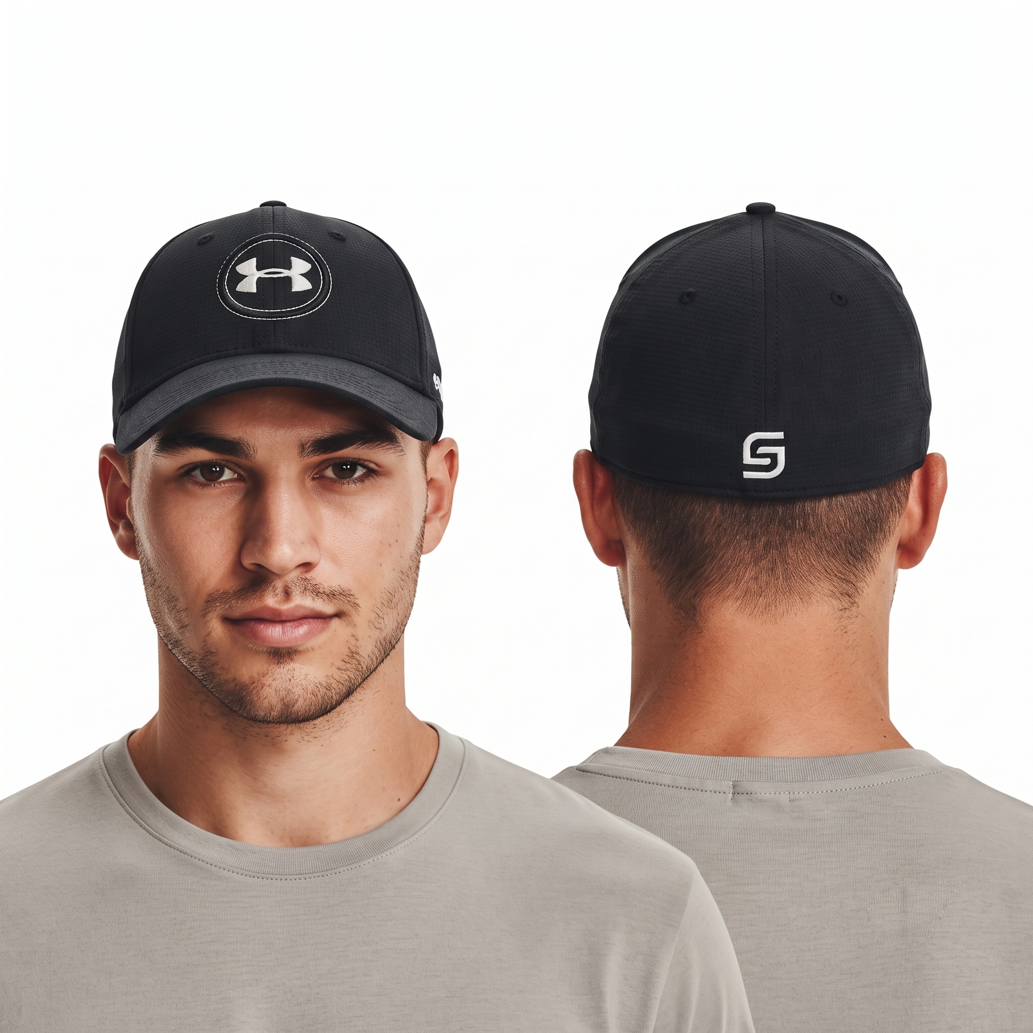 Thrifted Under Armour Black Circular Logo Golf Fitted Cap (58-59 cm)