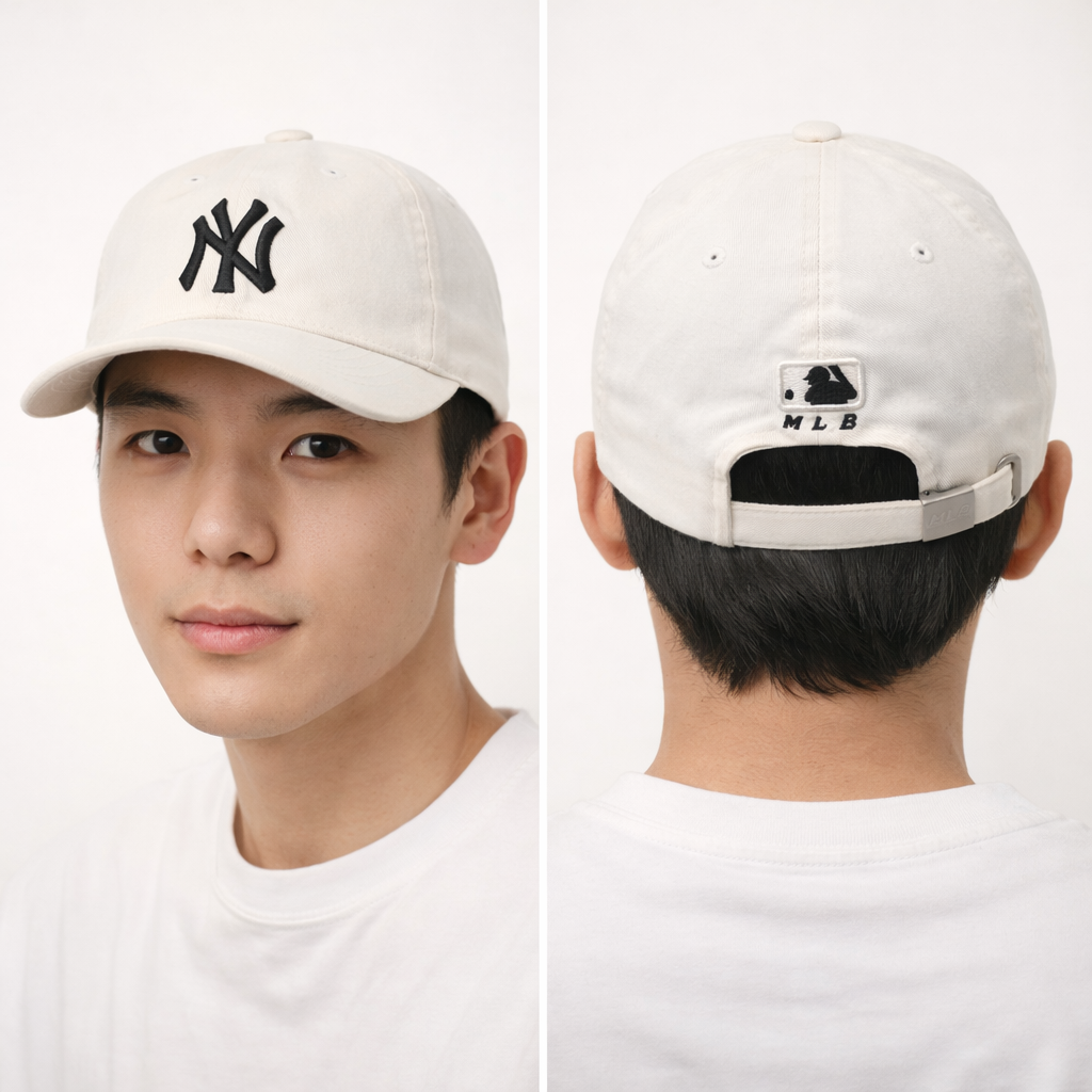Vintage MLB NY Yankees Adjustable Thrifted Strapback Hat - Bone White