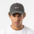 Vintage Style California Republic Baseball Hat - Charcoal Gray Pastel Pink Cap