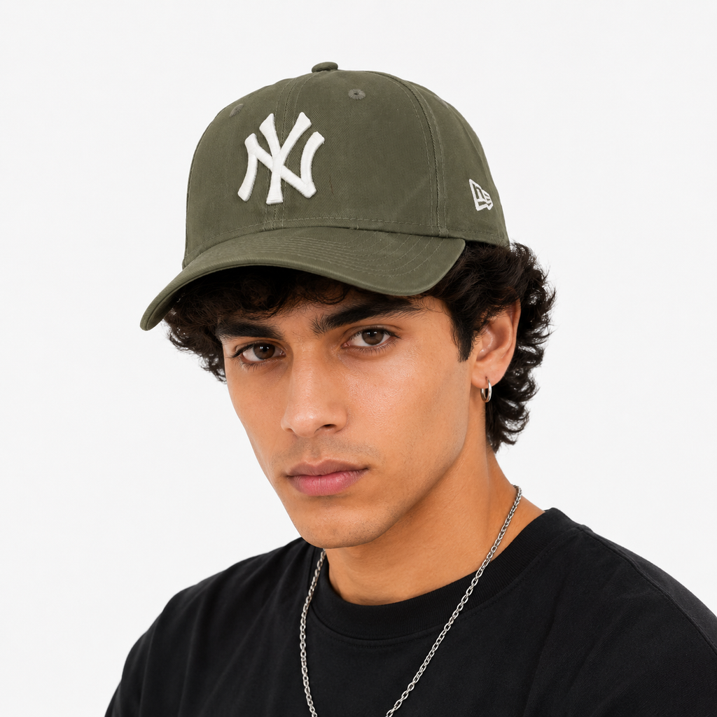 Vintage Thrifted NY Yankees New Era Adjustable Strapback - Olive Green MLB Baseball Hat