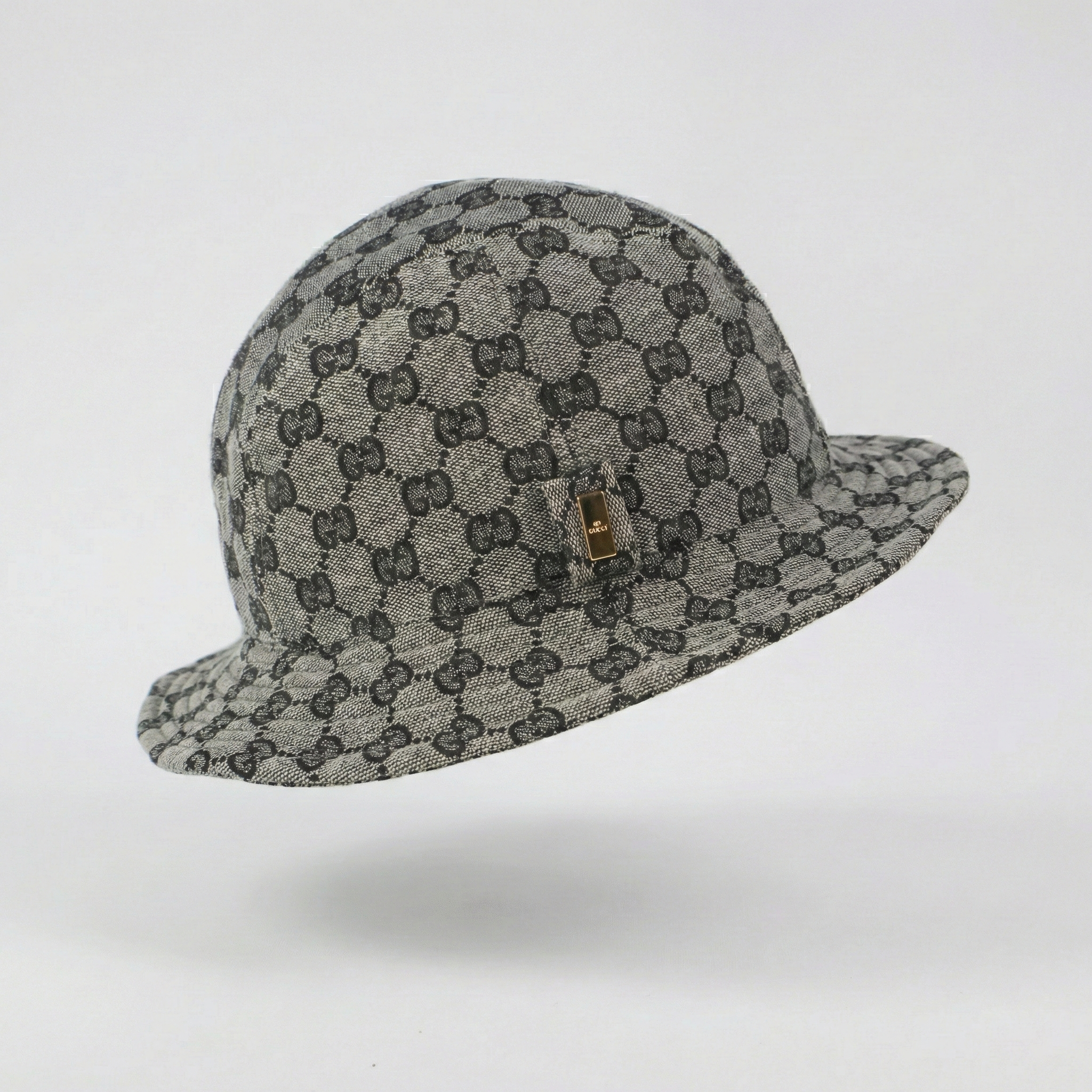 Gucci Made in Italy GG Logo Bucket Thrifted Hat with Gold-Tone Hardware