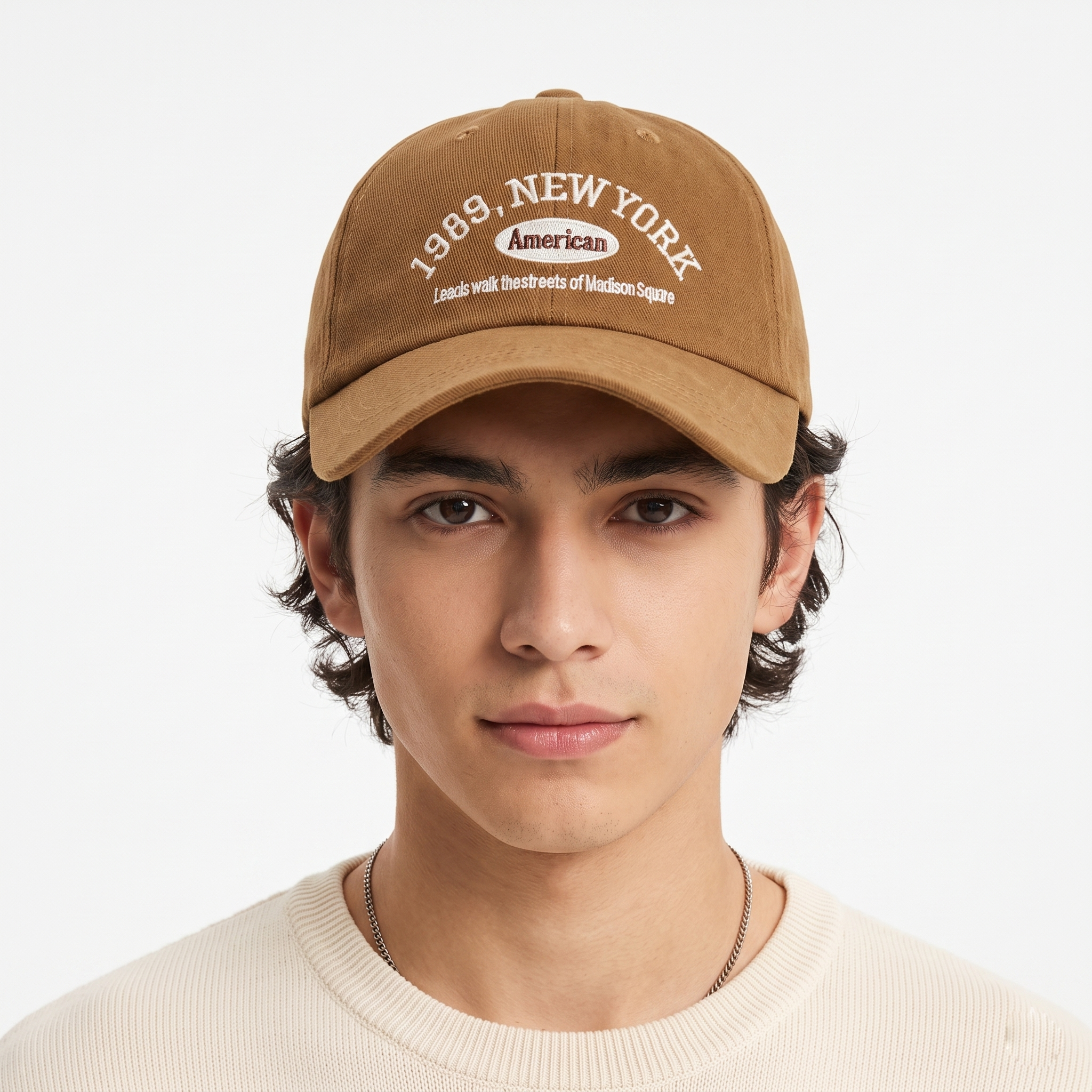 Retro New York Madison Square Baseball Cap - Tobacco Brown Graphic Hat