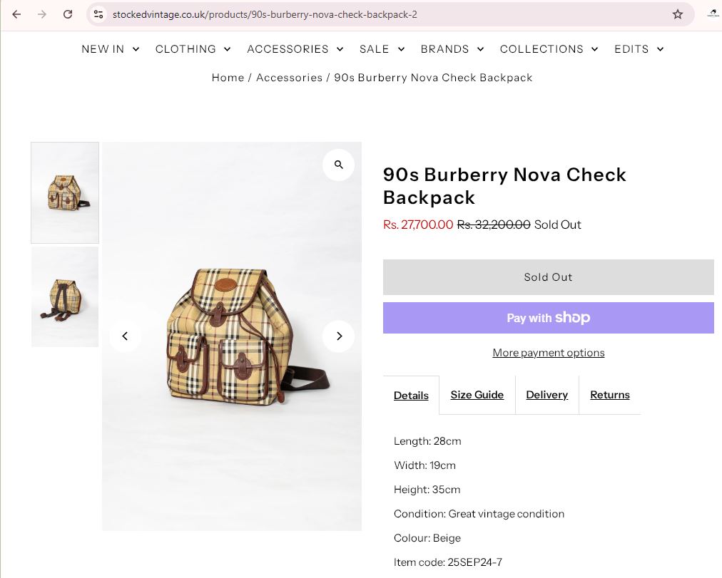 Vintage Burberrys' London Check Canvas Thrifted Backpack – Classic Nova Check