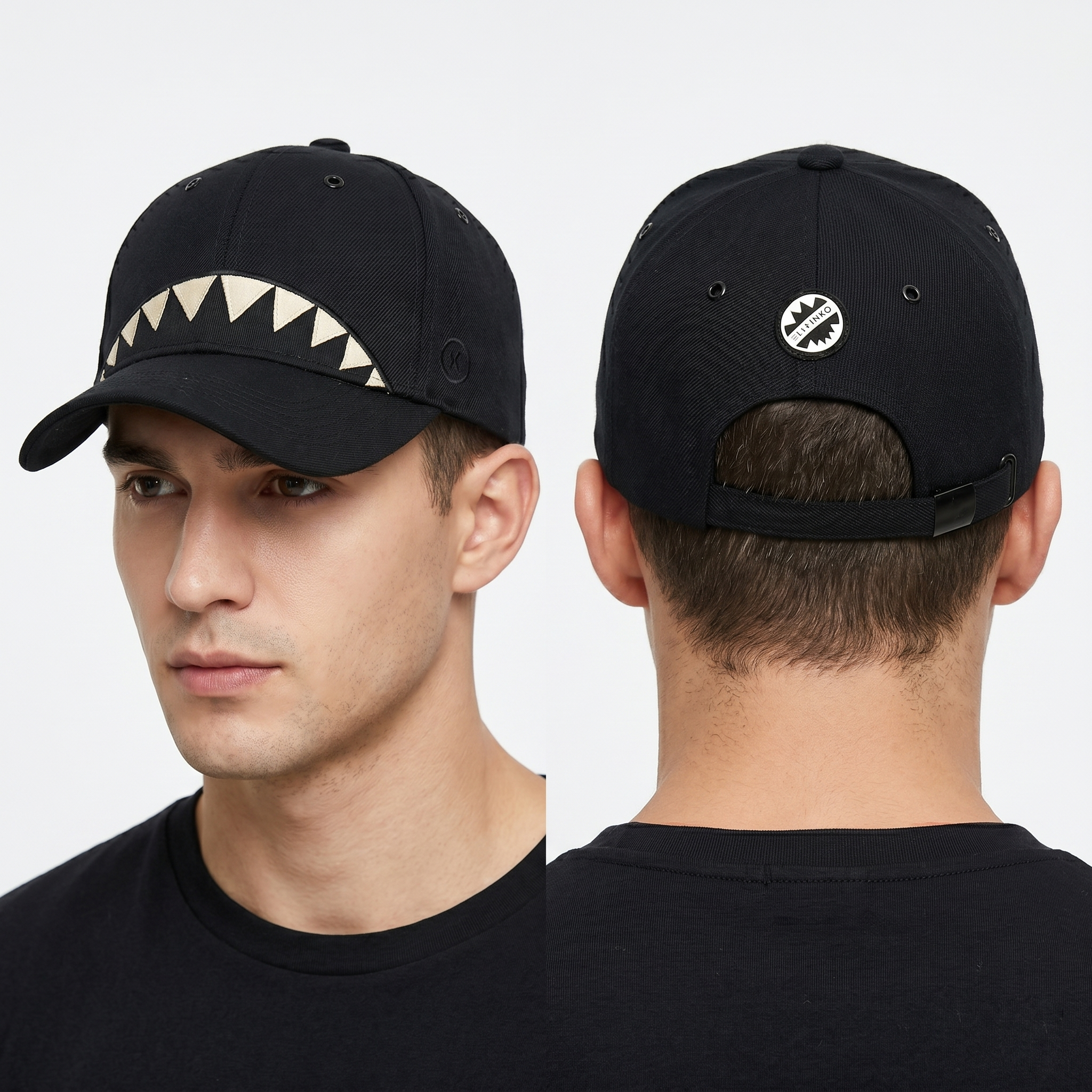 Vintage Elstinko Korean Streetwear Cap - Black Shark Mouth Hat