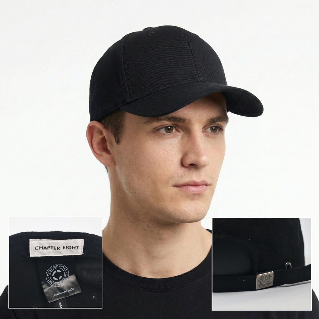 Chapter Eight Solid Black Baseball Thrifted Cap - Minimalist Korean Streetwear Hat