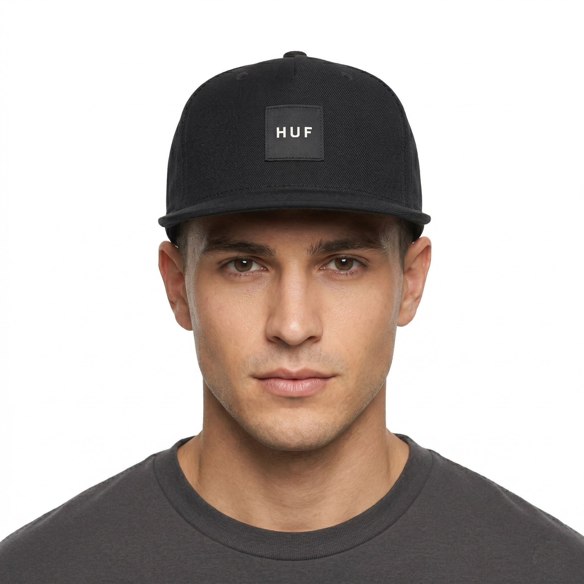 HUF Worldwide Box Logo Thrifted Snapback Hat - Black Streetwear Cap