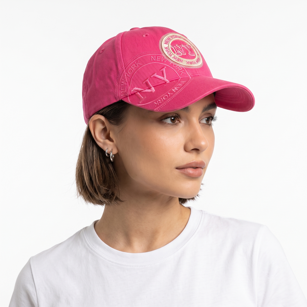 Robin Ruth New York Baseball Cap - Thrifted Hot Pink Cotton Travel Souvenir Hat