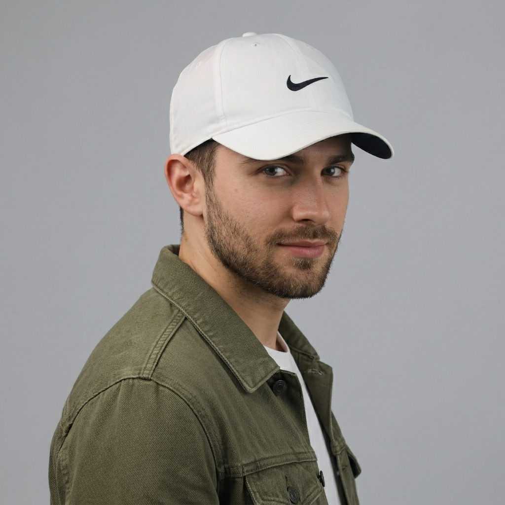 Thrifted Nike Golf White Swoosh Dri-FIT Sport Cap | 10791