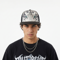 Vintage Page One White Tiger Print Trucker Cap - Black Mesh Snapback