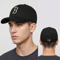 MLB Boston Red Sox Rhinestone "B" Logo Black Thrifted Baseball Cap