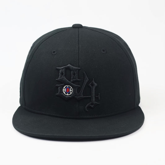 NBA LA Clippers Black Gothic Logo Thrifted Snapback Cap