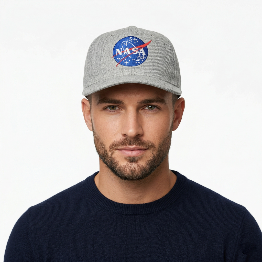 Vintage H&M NASA Embroidered Logo Snapback Thrifted Cap - Heather Grey