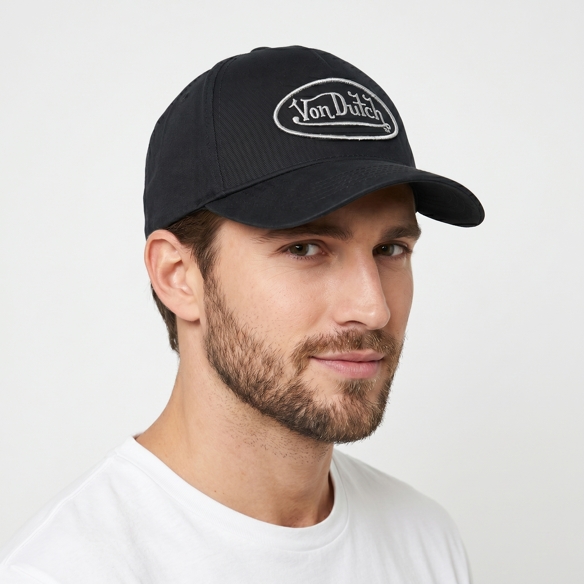 Authentic Von Dutch Oval Logo Thrifted Hat - Black Cotton Twill Performance Hat