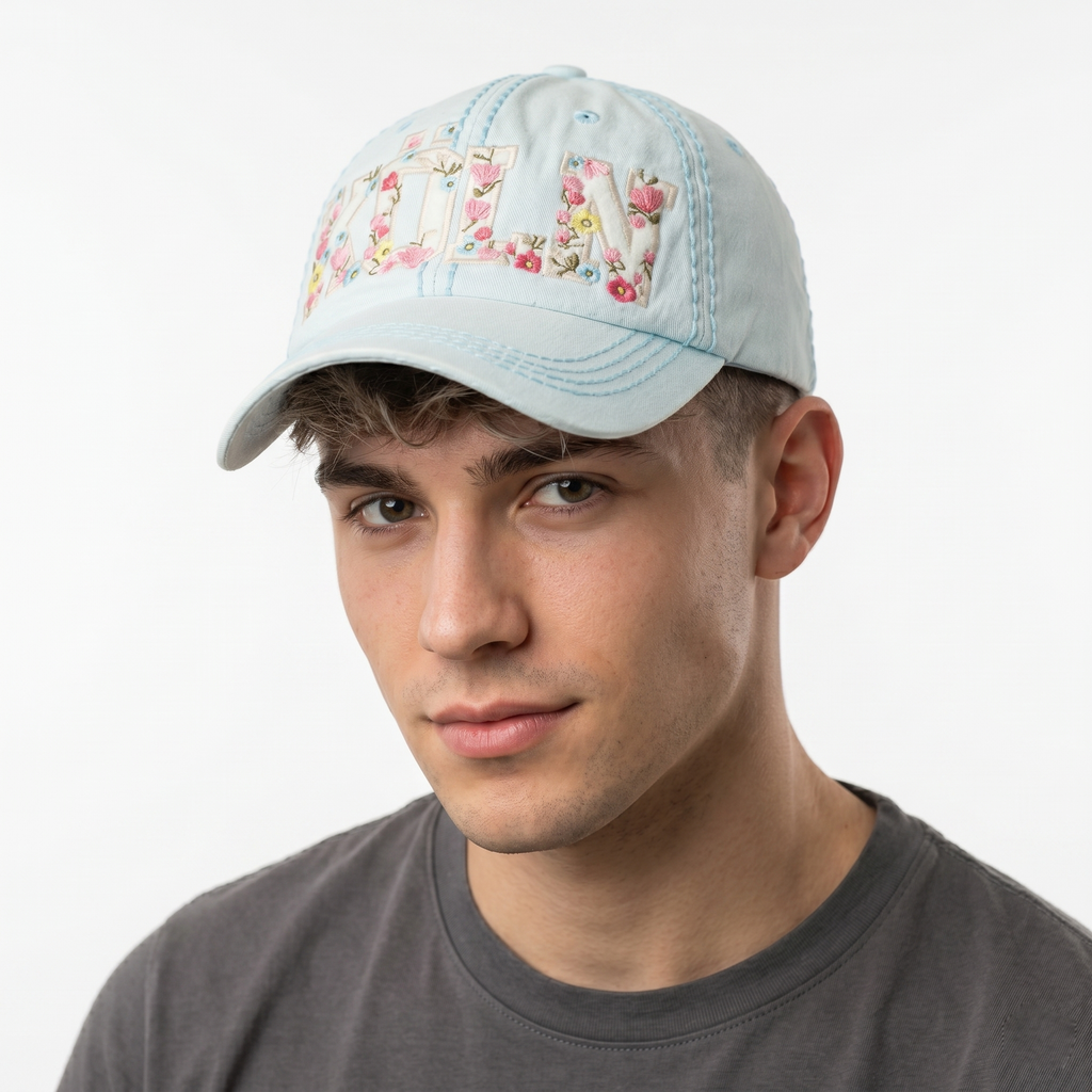 Thrifted Robin Ruth Köln Spellout Canvas Cap - Mint Green (Size 56-58cm)