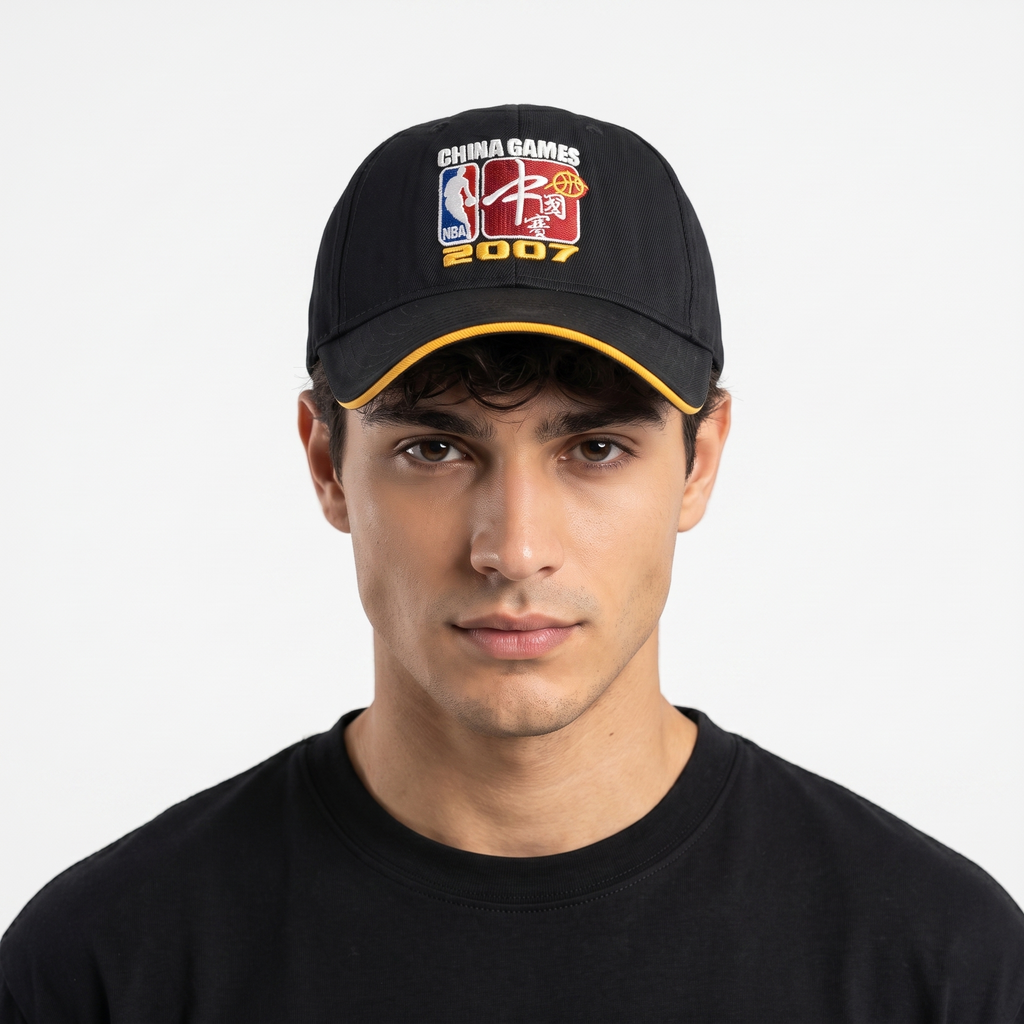 Vintage Adidas NBA China Games Ball Cap - Black & Yellow Strapback
